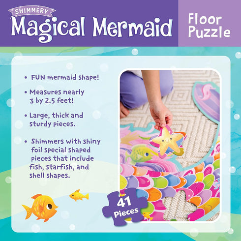 Shimmery Peaceable Kingdom Magical Mermaid Floor Puzzle