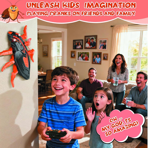6-12 Wall Crawler Cockroach RC Toy, Creepy Crawly Remote Control Robot for Kids, Climbs Walls, STEM Toys Halloween