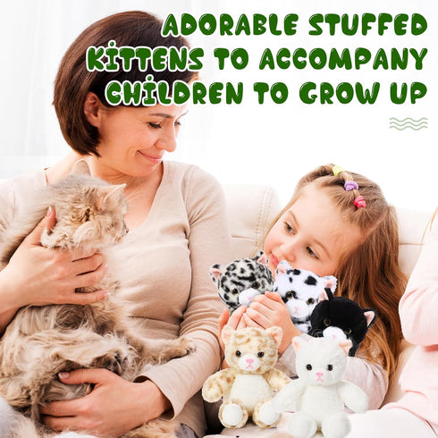 Libima 8 Pcs Cat Stuffed Animals - 8 Inch Plush Kittens for Theme Party Favors, Birthday Gifts & Cute Pet Toys