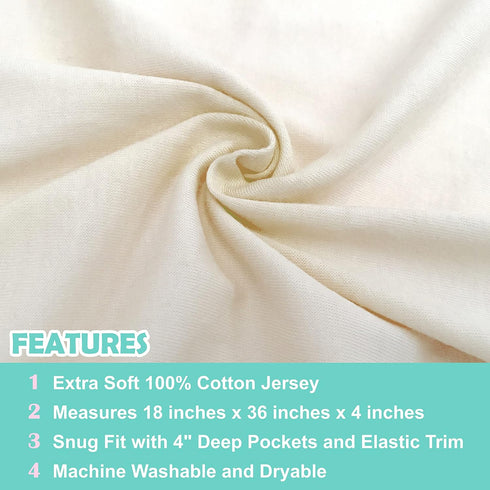 American Baby Company 100% Cotton Knit Fitted 18" x 36" Cradle/Bassinet Sheet - Cream, Soft Breathable