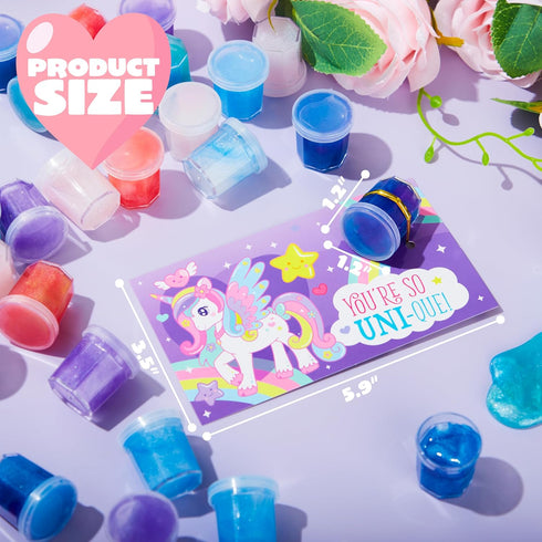 30 JOYIN PCS Valentine Day Gift Cards with Fantasy Slime Stress Relief Fidget Toy for Kids, Classroom Exchange Prizes