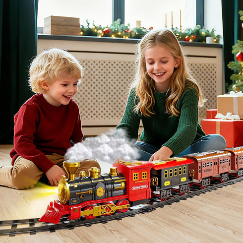 Novaluki Set 3 4 5 6 7 8 Electric Train for Kids, Christmas Train Toys with Smoke, Light and Sound, DIY Building Train