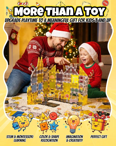 LADFAR Blocks,37pcs Magnetic Tiles for Kids, Construction Magnetic Building STEM Educational Magnet Toys, Ideal Gift