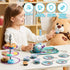 35Pcs Set Set, 3 4 5 6 JOYIN Mermaid Tea Party for Little Girls, Pretend Tin Teapot Princess Tea Time Play Kitchen Toy