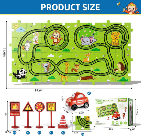 Bennol Toddler Toys Gifts for 3 4 5 Year Old Boys, 39 Jigsaw Puzzle Race Track Car Set Toys for Kids Boys Toddlers 3-5 4-6, Puzzle Tracks Car Toys Gifts for 3 4 5 Year Old Boys Kids