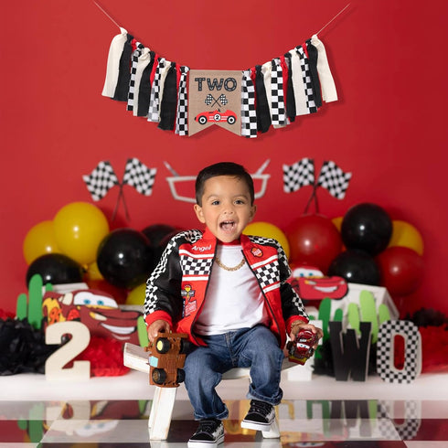 TUTOTU 2nd Two Fast High Chair Banner - Racing Two Birthday Party Decorations,Racing Two Birthday Highchair,Two Fast