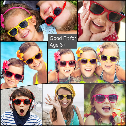 GINMIC Kids Sunglasses Party Favors, 12 Pack Neon Sunglasses for Boys and Girls, Great Gift