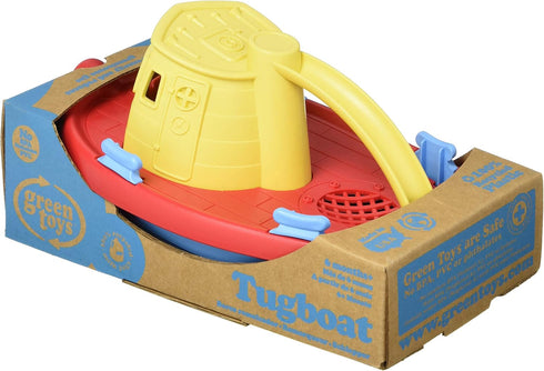 Green Toys Tugboat, Assorted CB - Pretend Play, Motor Skills, Kids Bath Toy Floating Pouring Vehicle. No BPA