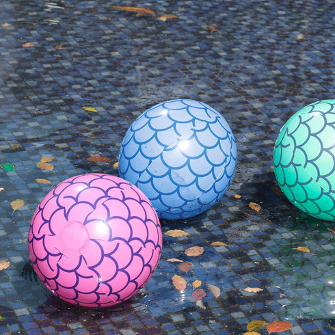 FUTUREPLUSX 10 Inch Inflatable Mermaid Party Beach Balls, 4PCS Pool Balls for Kids Summer Beach Decorations