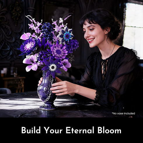 Set (609 Mothers Day Dahlia Flower Bouquet Building for Adults,Gift for Mom Women Girlfriend Wife Gothic Botanical