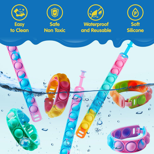 25 Pack 4-8,8-12 JOYIN Pop Fidget Toys pops Bulk Party Favors for Kids Year, Fidget Bracelets Sensory Toys for Birthday