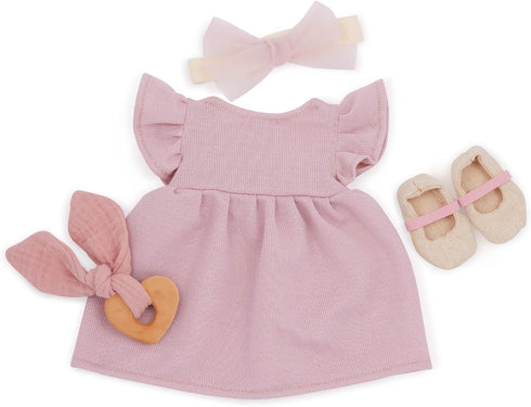 LullaBaby 14-Inch Baby Doll Clothes Pink Dress, Headband, Teether & Shoes Pretend