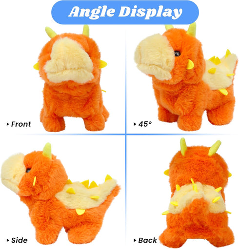 Hopearl Interactive Electronic Pet Plush Dinosaur - Walking Stegosaurus with Roaring and Moving Nodding Head for