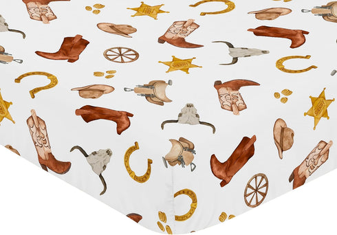 Sweet Jojo Designs Fitted Baby Crib Sheets (Boho Western Cowboy) for Boys, Infant Nursery, Toddler Room - Standard Size