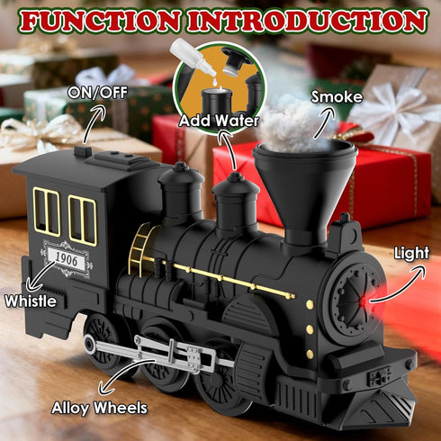 15-Piece Set Set 3-8 christmas tree train with Smoke, Sound & Lights - Fancy Track & Vintage Passenger Carriages