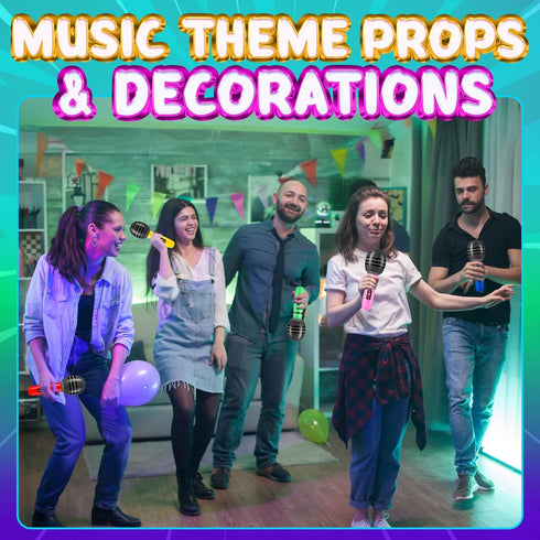 (Pack 12) 10-inch Inflatable Microphones for Parties - of Neon Colors Blow Up Microphone for Kids & Adults, Party