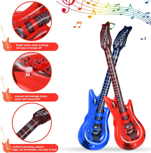 37 Set, 12 36 Inch 12 12 80s Pcs Inflatable Rock Star Instrument Blow up Guitar Inflatable Microphone Bass with a Pump
