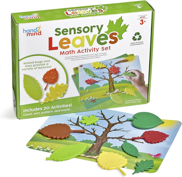 hand2mind Sensory Leaves Math Activity Set - Pattern Play, Shape Puzzle, and Sorting Toy for Toddlers, Kindergarten