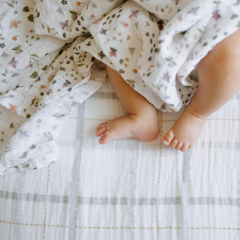 Little Unicorn Garden Bees Cotton Muslin Swaddle Blanket, 100% Cotton, Large 47” x 47”, Machine Washable