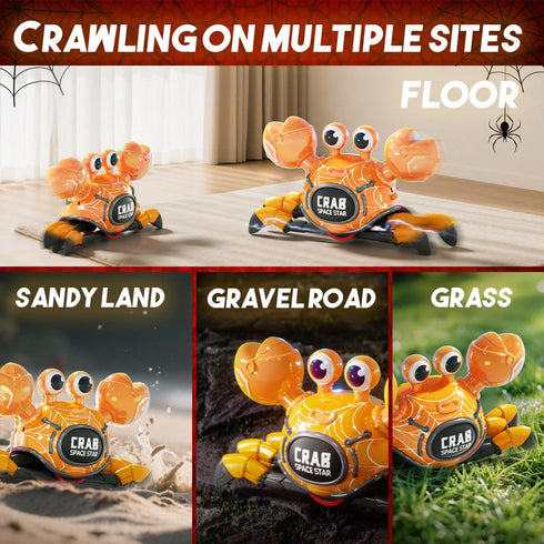WINJOYMAX 360-Degree 2.4GHz 3 4 5 6 7 8 9 10 Remote Control Robot Crab Toy,Rechargeable With LED Lights And Music, Fast