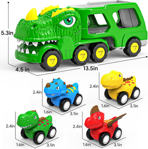 1 2 3 4 5 2-4 4 AUTGA Dinosaur Toys for Year Old Boy, Dinosaur Trucks for Toddlers Years with Small Pull Back Dino