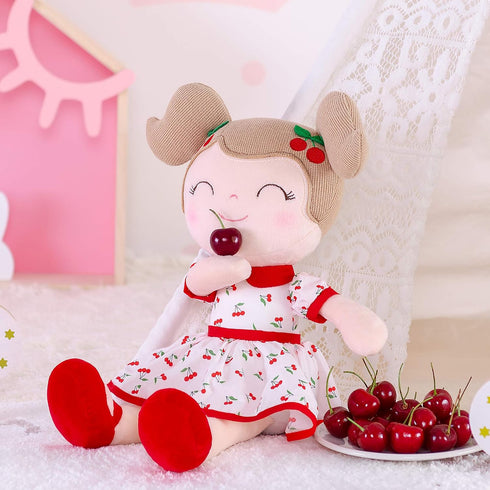 Gloveleya Baby Doll Girl Gifts, Plush Toys Soft Dolls, Cherry Girl Red 14 Inches with Gift Box