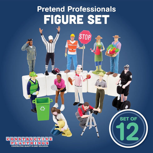 Constructive Playthings 12-Piece Diverse Career Toy Figure Set for Kids
