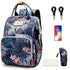 Floral Diaper Bag Backpack with USB Charging Port Stroller Straps and Insulated