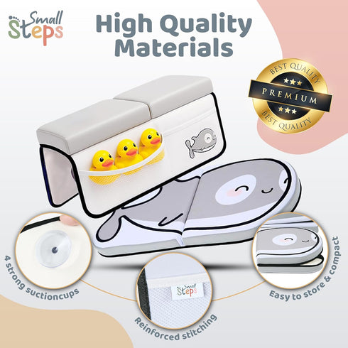 Small Steps Elbow Set Bath Kneeler and Rest Pad Ergonomic Baby Bath Kneeling Pad with Memory Foam and Non-Slip Design