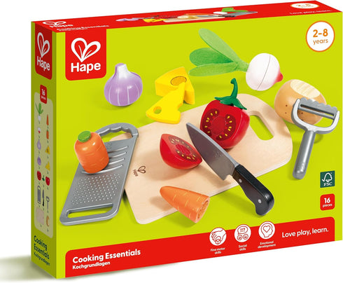 Set Hape Cooking Essentials Toy | Play Food Cutting Vegetables for Kids, Wooden Food Kitchen Accessory Toys