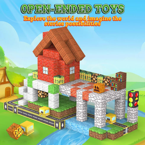 ANDENLEY 100PCS 3+ Magnetic Blocks - Magnet Tiles Stacking Construction Building Blocks Cubes, STEM Building Game