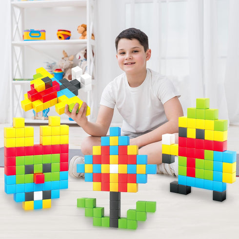 60pc Set 1 Inch 3D 3+ PMC60 PicassoTiles Magnetic Puzzle Cube Building Blocks STEM Construction Toy for Toddlers Kids