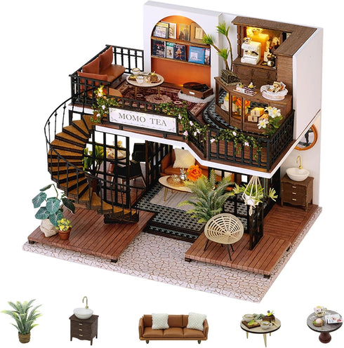 Flever Dollhouse Miniature DIY House Kit Creative Room with Furniture for Romantic