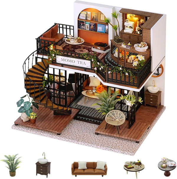 Flever Dollhouse Miniature DIY House Kit Creative Room with Furniture for Romantic