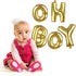 BBTO 2 Pack Oh and Boy Balloons Banners with Gold Rope for Baby Shower Birthday Party Gender Reveal