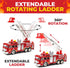 3-7+ Toysery Fire Truck Toy with Flashing Lights & Siren Sounds for Kids, Extendable Rotating Ladder, Bump and Go