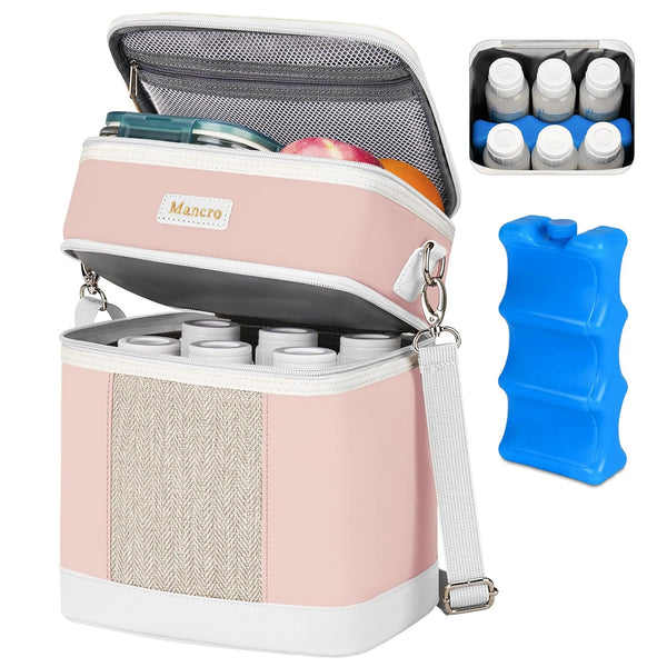 Mancro Breast Milk Cooler Travel Bag with Ice Pack, Double Layer Baby