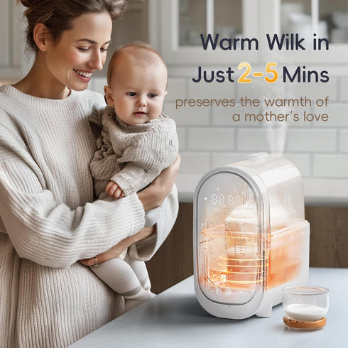 11-in-1 Bottle Warmer for Breastmilk, Double Bottle Warmer Large Touchscreen with Night Light, Detachable for Easy