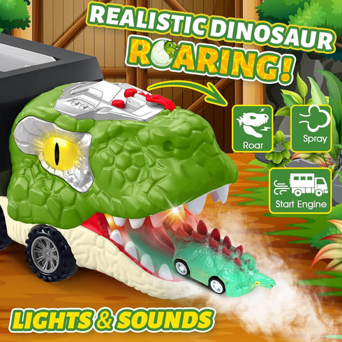 3-5, 5-7, 10 Set 3-4 3 4 5 6 Dinosaur Toys for Kids Dinosaur Transport Carrier Truck with Mini Car, Dinosaur T-Rex Cars