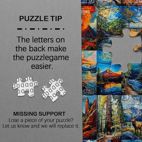 National Parks Puzzle Art Puzzles for Adults 1000 Pieces, Van Gogh Painting Jigsaw Puzzles, Yellowstone