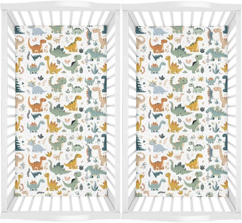 ZDCUSTOM Changing Pad Cover for Girls Boys 2 Pack, Dinosaur Print Soft Diaper
