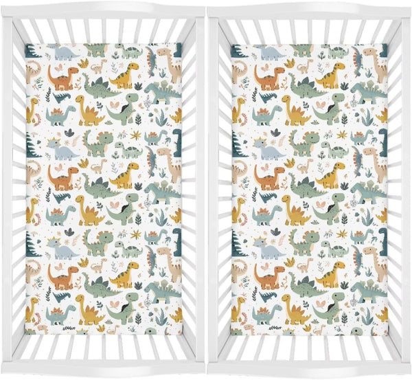 ZDCUSTOM Changing Pad Cover for Girls Boys 2 Pack, Dinosaur Print Soft Diaper