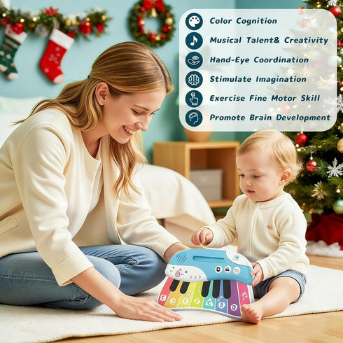 1-3 3 12 1-4 Baby Piano Keyboard Toy for Toddlers, Touch Sensor Toddler Piano for Toddlers Baby Musical Toy w/ Modes