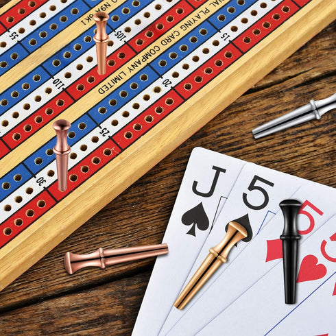 Gejoy 36 1/8 4 Pieces Metal Cribbage Pegs Cribbage Board Pegs Fit Holes with Drawstring Storage Pouch for Traditional