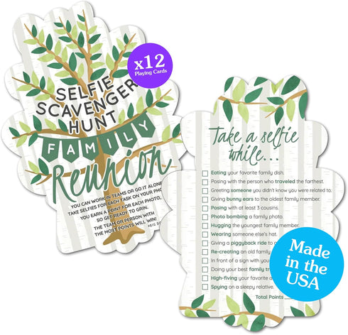 Big Dot of Happiness Family Tree Reunion - Selfie Scavenger Hunt Party Game - Set of 12