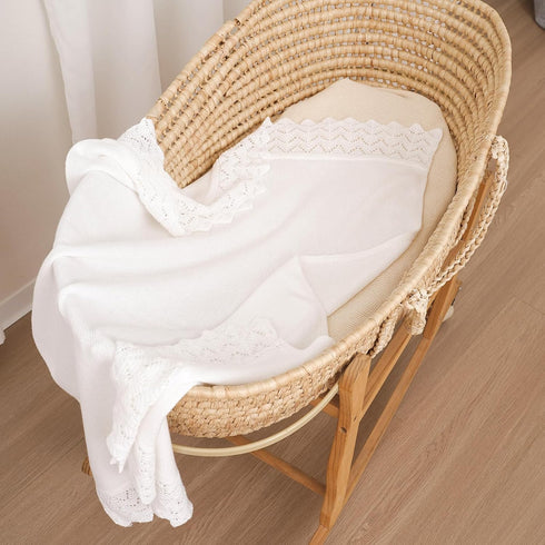 Cozy Hadetoto Baby Blanket Soft Cotton Cable Knit Crochet Receiving Crib Nursery Swaddling Blankets for Newborn Boys
