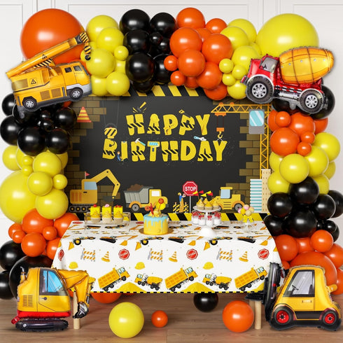 FIGEPO Construction Party Supplies Dump Truck Party Decorations Kits Set arch kit Garland,