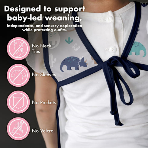 6m-3T BapronBaby Desert Dinos Bapron - No Neck Tie Safer Bib for Baby & Toddler - Soft Waterproof Stain Resistant