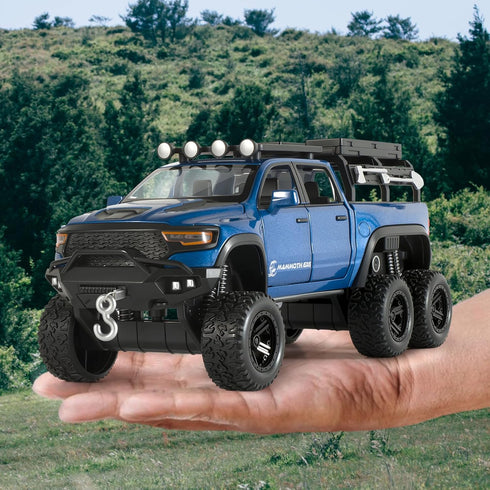 FRJV 1/32 Mammoth 4-7Blue Toy Trucks for Boys Diecast Trucks Model Truck,Collectible Pickup Truck Model Kit,Pull Back