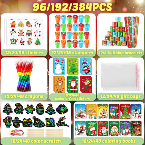 Stuffer24Set BenLouis Christmas Party Favors for Kids Xmas Classroom Gifts Prize Stockings Filler Coloring Books Bulk